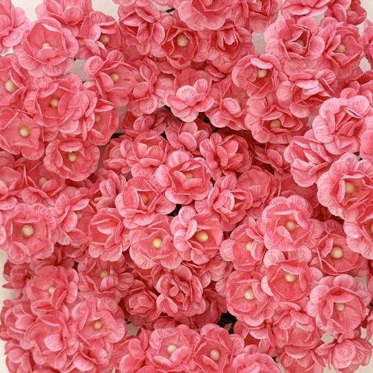 12 Pink Paper Flower Blossoms ~ 5/8"